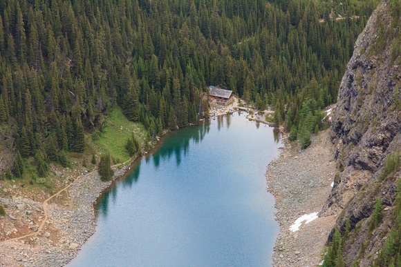 Looking down on Lake Agnes
