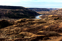 The Red Deer river valley far below the viewpoint