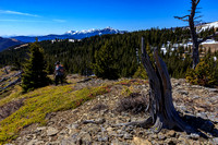 Wide view to the west including the distant fire lookout on Thrift peak