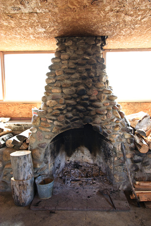 Inside cookhouse, Fireplace