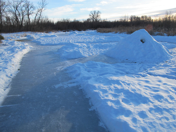 Rink and snow fort on oxbow