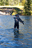 Eric braves the cold Highwood River first