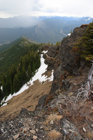 Looking down the descent ridge